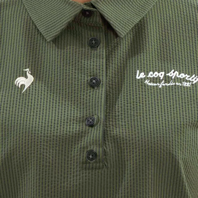 LE COQ SPORTIF GOLF Soccer Stripe Women's Polo (Khaki) - Image 3