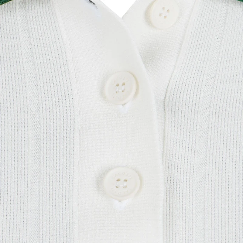 LACOSTE Polo Collar Women's Sweater (Flour/Green) - Image 3