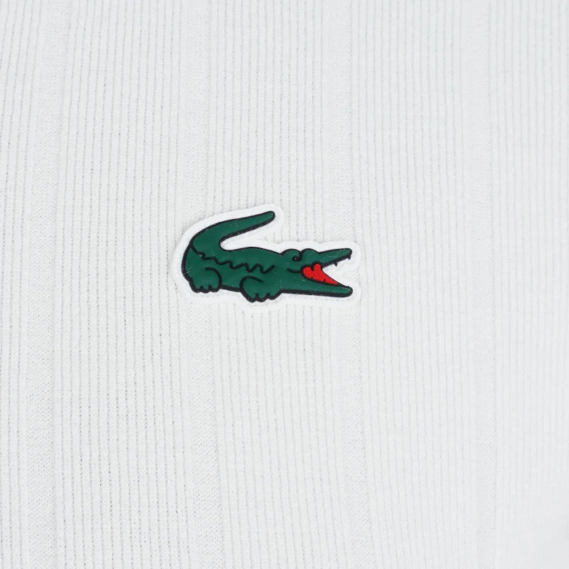 LACOSTE Polo Collar Women's Sweater (Flour/Green) - Image 4