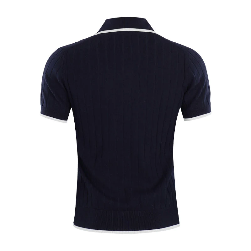LACOSTE Polo Collar Women's Sweater (Navy/Flour) - Image 2