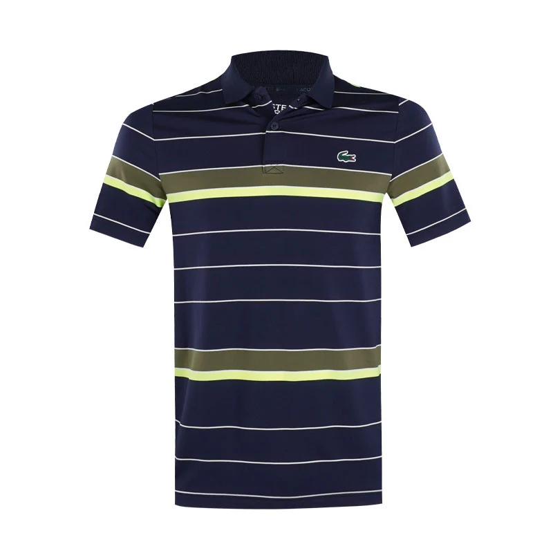 LACOSTE Striped Ultra Dry Stretch Men's Polo (Navy/Olive)