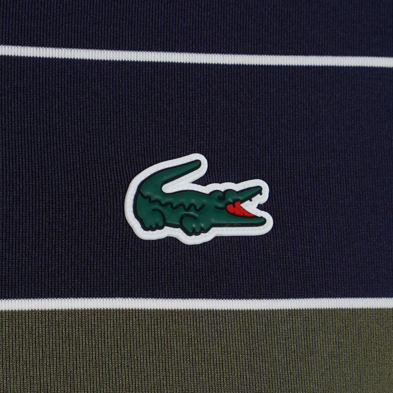 LACOSTE Striped Ultra Dry Stretch Men's Polo (Navy/Olive) - Image 4