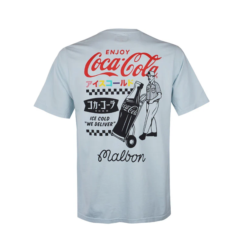 MALBON GOLF x Coca Cola Special Delivery Men's T-Shirt (Powder Blue) - Image 2