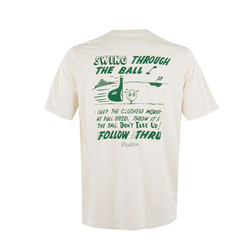 MALBON GOLF Follow Thru Pocket Men's T-Shirt (Ivory) - Image 2