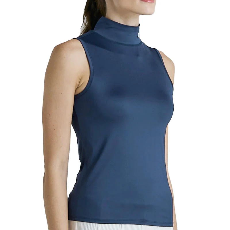 MALBON GOLF Matchpoint Women's Sleeveless Mock Shirt (Navy) - Image 3