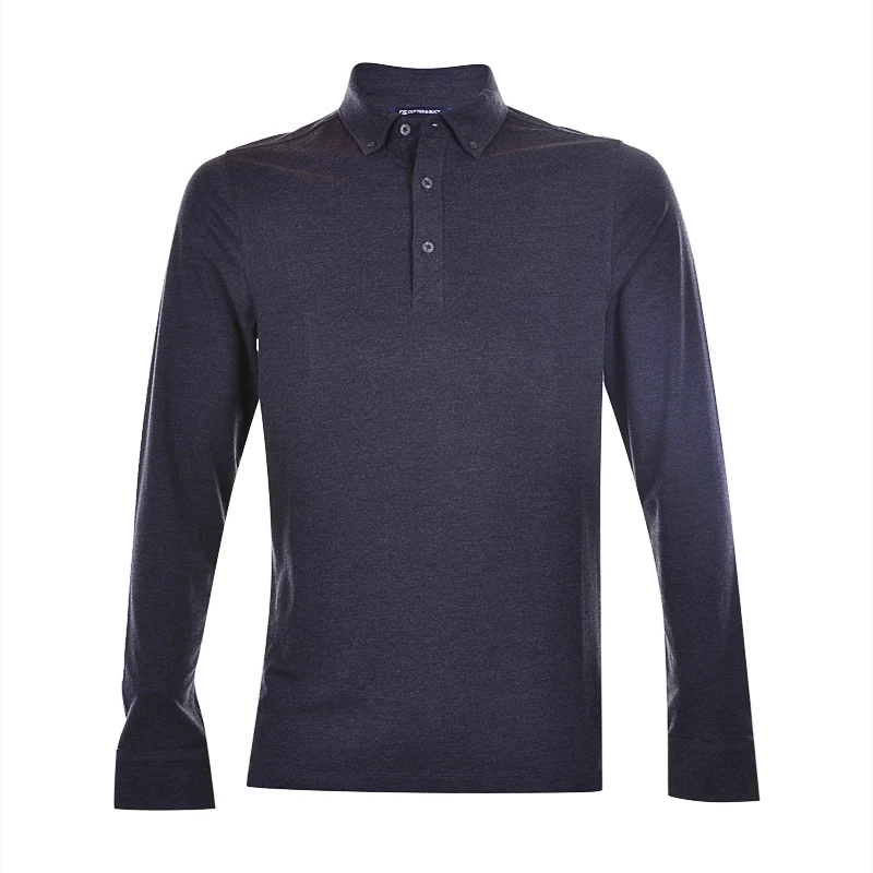 CUTTER & BUCK Advantage Jersey Men's Longsleeve Polo (Black Heather) - Image 4