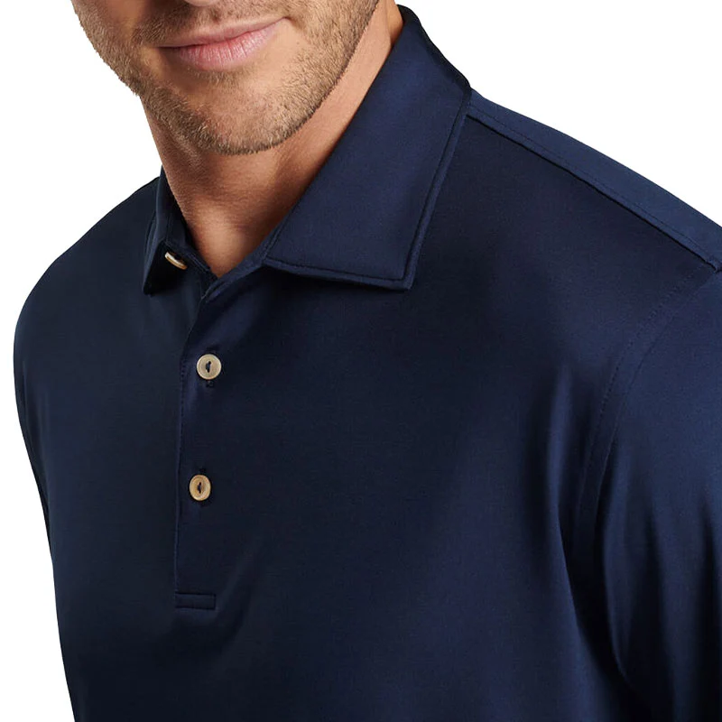 PETER MILLAR Stretch Jersey Men's Long Sleeve Polo (Navy) - Image 3