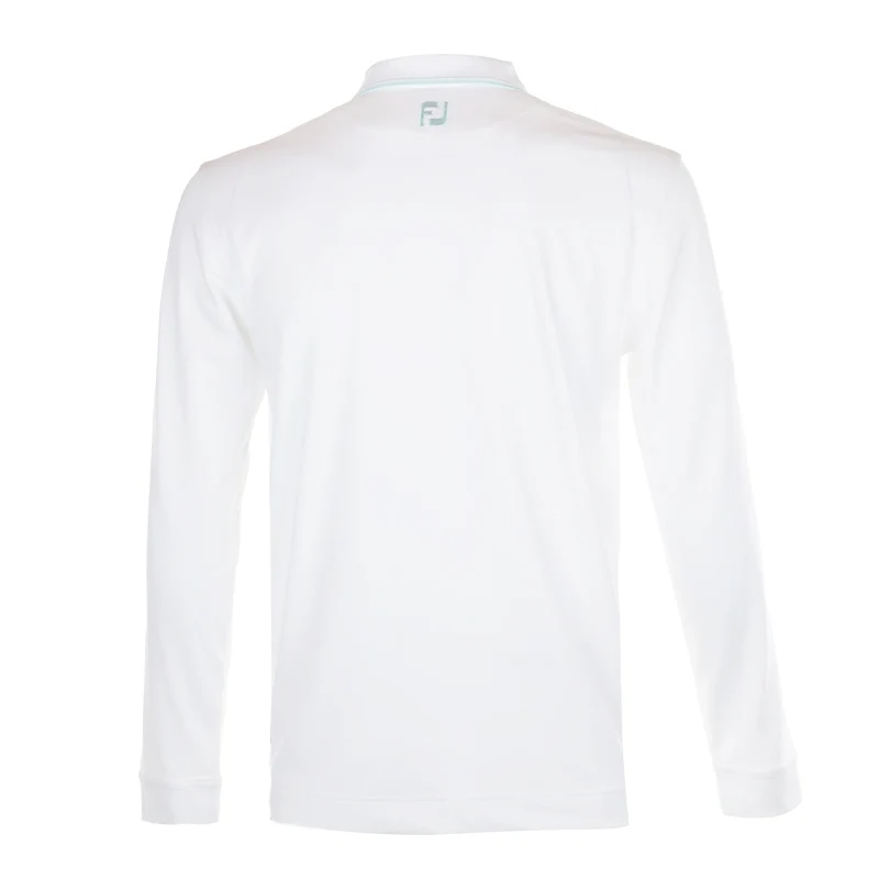 FOOTJOY Lightweight Pique Men's Long Sleeve Polo (White) - Image 2