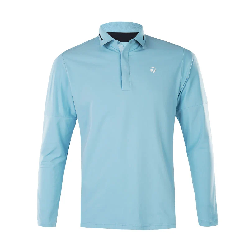 TAYLORMADE Blushed Men's Long Sleeve Polo (Azure Blue)