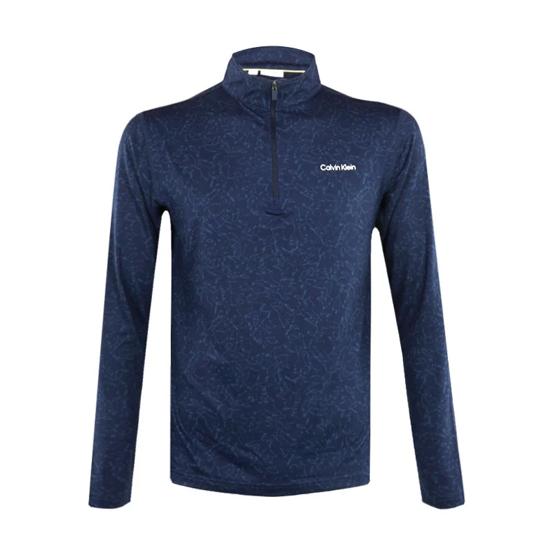 CALVIN KLEIN Printed Newport 1/4 Zip Men's Long Sleeve Shirt (Navy)