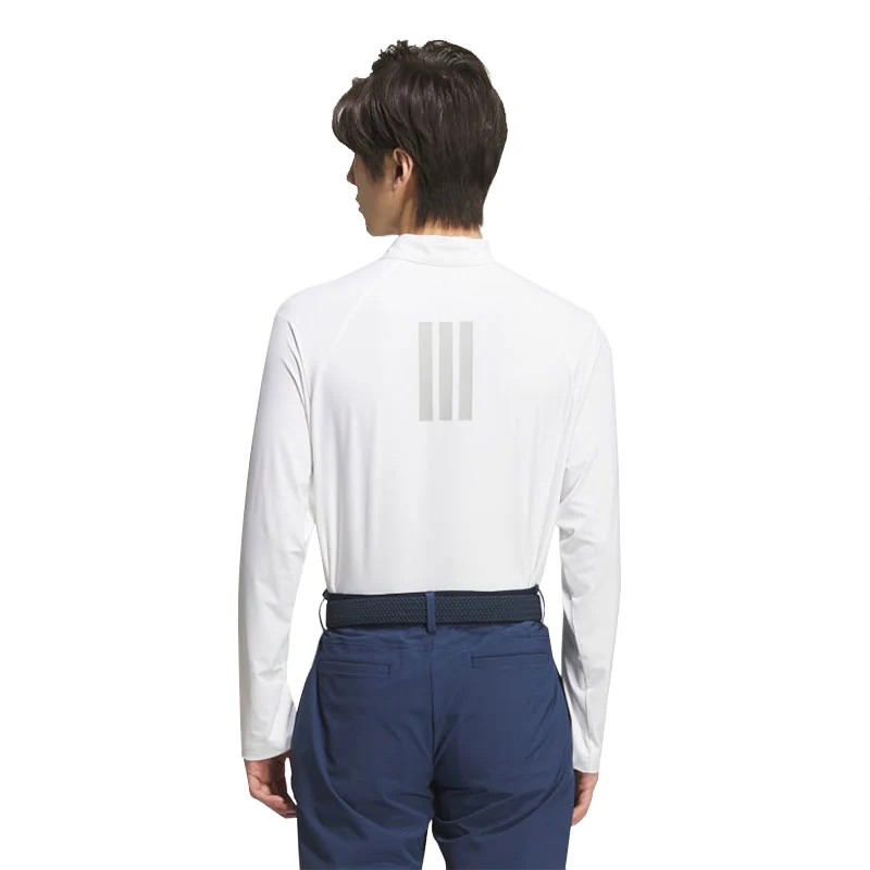 ADIDAS Ultimate365 3-Stripes Men's Long Sleeve Polo (White) - Image 2