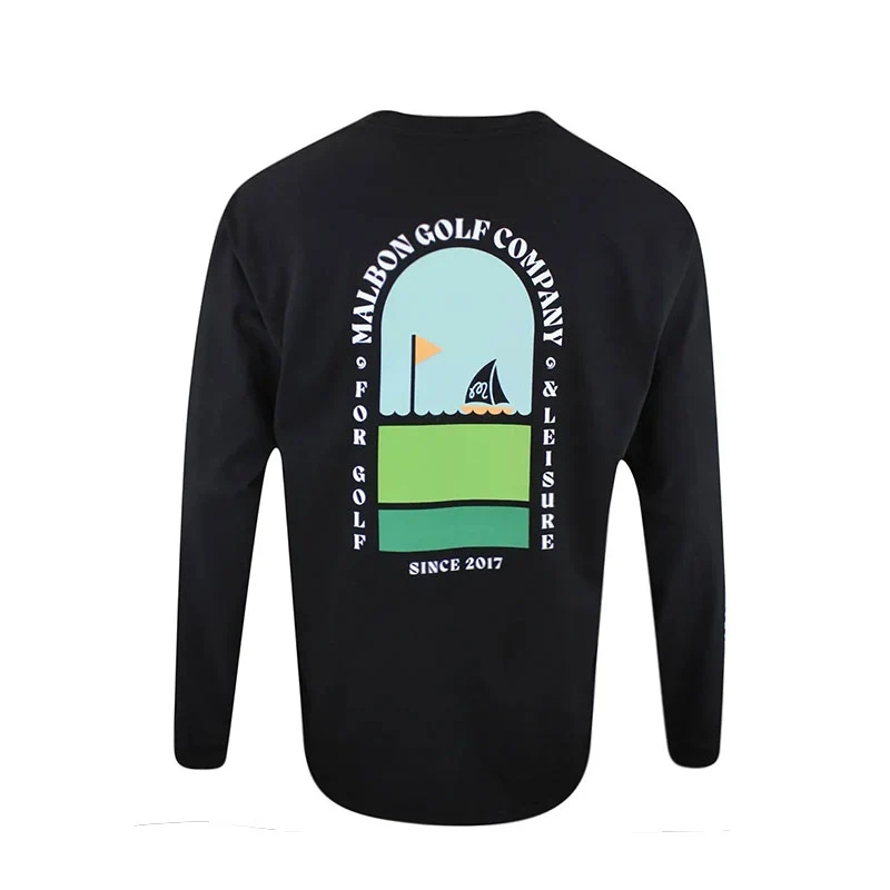 MALBON GOLF Marina Men's Long Sleeve T-Shirt (Black) - Image 2