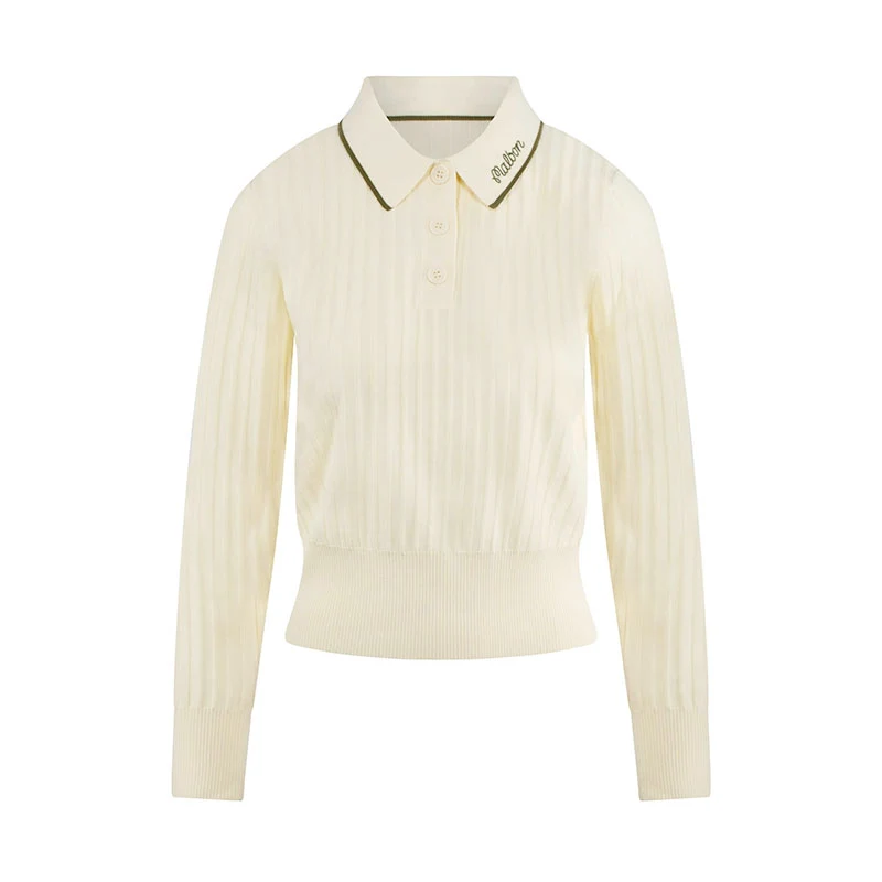 MALBON GOLF Selma Women's Long Sleeve Polo (Cream)