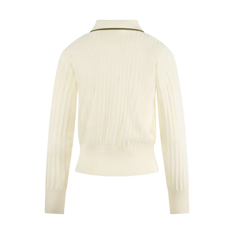 MALBON GOLF Selma Women's Long Sleeve Polo (Cream) - Image 2