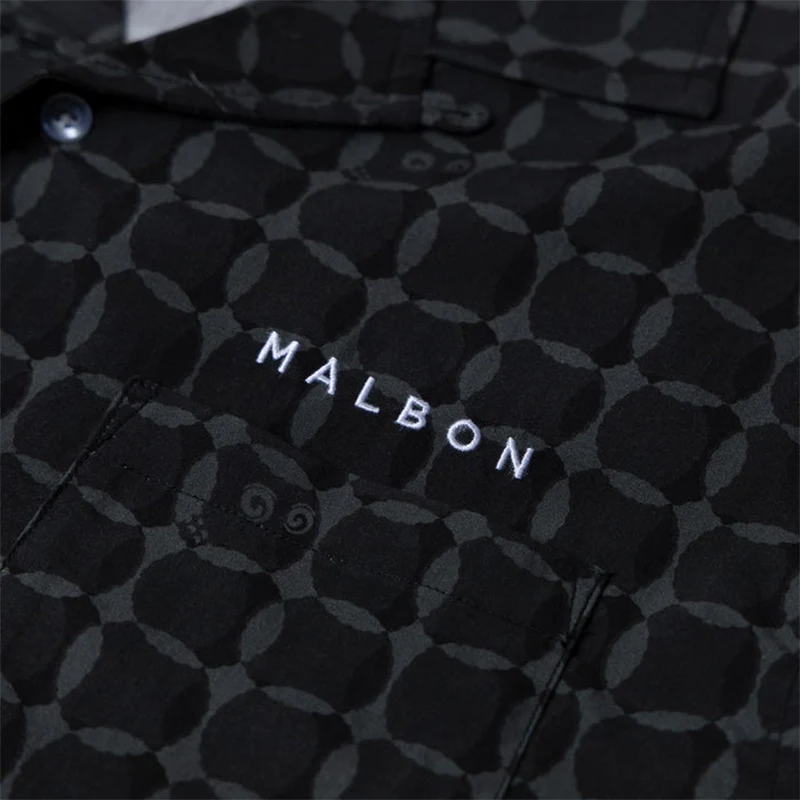 MALBON GOLF Rattan Rayon Men's Shirt (Onyx) - Image 3