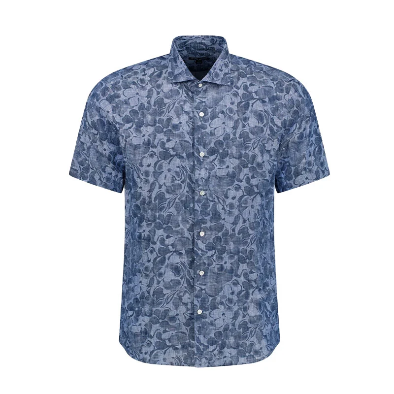 PETER MILLAR Amalfi Linen Men's Sport Shirt (Indigo)