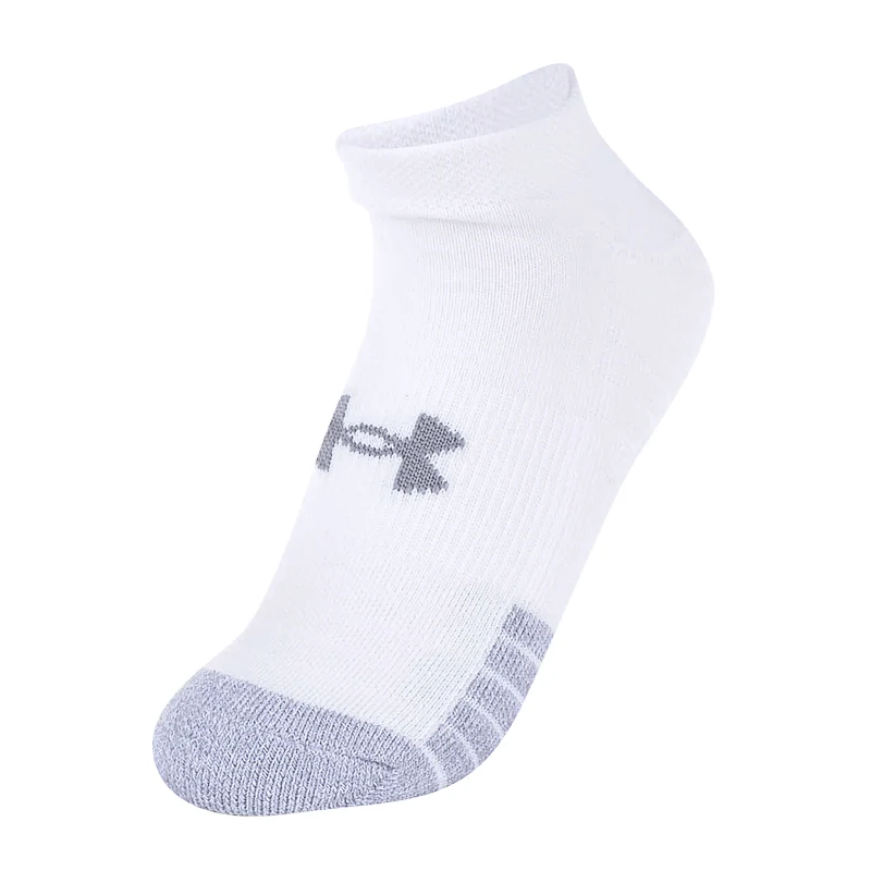 UNDER ARMOUR HeatGear 3-Pack Low Socks (White/Steel)