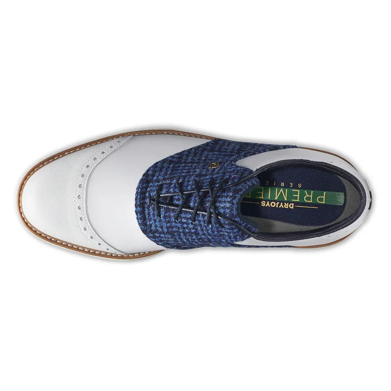 FOOTJOY Haris Tweed Wilcox The Open Men's Spiked Shoes (White/Blue) - Image 6