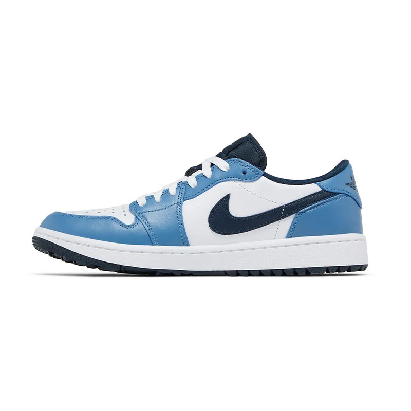 NIKE Air Jordan 1 Low Men's Spikeless Shoes (White/Navy) - Image 2