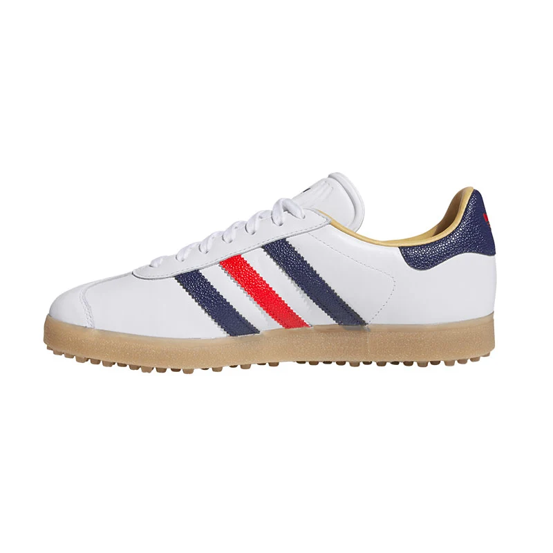 ADIDAS Gazelle Unisex Spikeless Shoes (White/Blue/Red) - Image 2