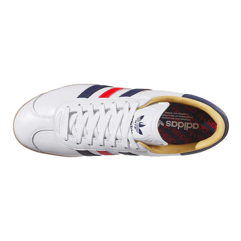 ADIDAS Gazelle Unisex Spikeless Shoes (White/Blue/Red) - Image 3