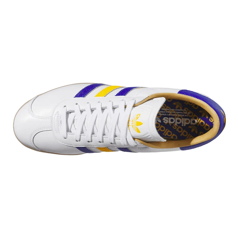 ADIDAS Gazelle Unisex Spikeless Shoes (White/Blue/Yellow) - Image 3