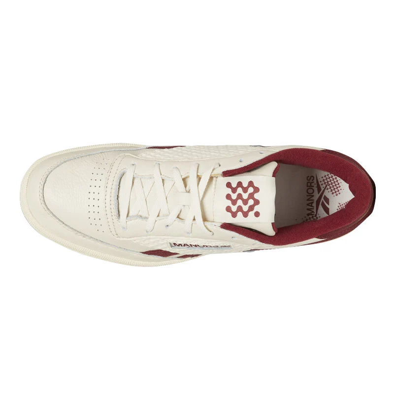 MANORS x Reebok Club C Revenge Men's Spikeless Shoes (Beige/Burgundy) - Image 3